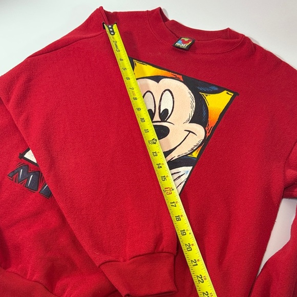 Vintage Mickey Mouse Disney Long Sleeve Red Pullover Crew Neck Sweater - Picture 7 of 11